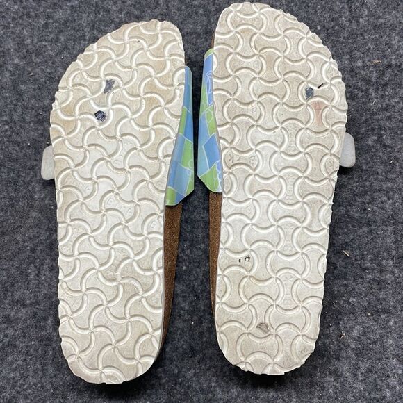 Birkenstock Birkies Madrid Blue Green White Slides Size 39 - Picture 9 of 12
